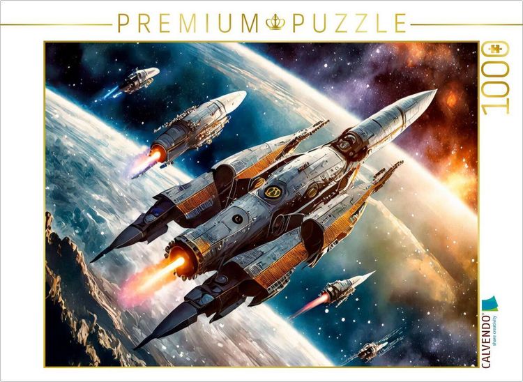 Produktbild: CALVENDO Puzzle Tri-Engine Cruiser V3 mit Begleitschutz auf Patrouille | 1000 Teile Lege-Gr&ouml;&szlig;e 64x48cm Foto-Puzzle f&uuml;r gl&uuml;ckliche Stunden