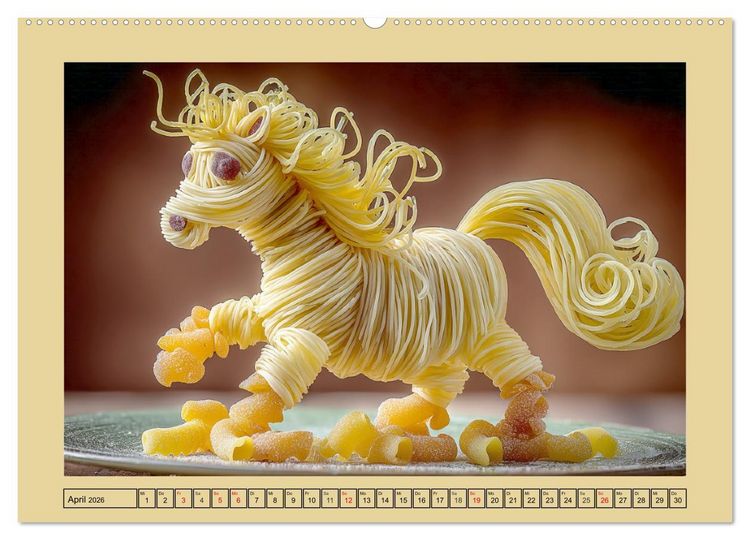 Produktbild: Auf dem Nudelhof. Spaghetti-Tiere zum Schmunzeln (hochwertiger Premium Wandkalender 2026 DIN A2 quer), Kunstdruck in Hochglanz