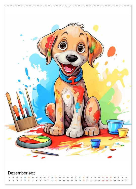 Produktbild: Verspielte Hunde (hochwertiger Premium Wandkalender 2026 DIN A2 hoch), Kunstdruck in Hochglanz