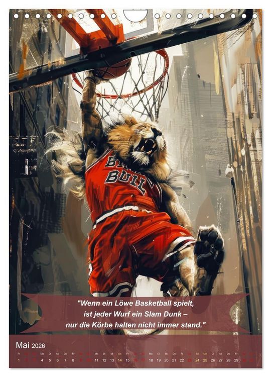 Produktbild: Der tierisch lustige Basketball-Kalender (Wandkalender 2026 DIN A4 hoch), CALVENDO Monatskalender