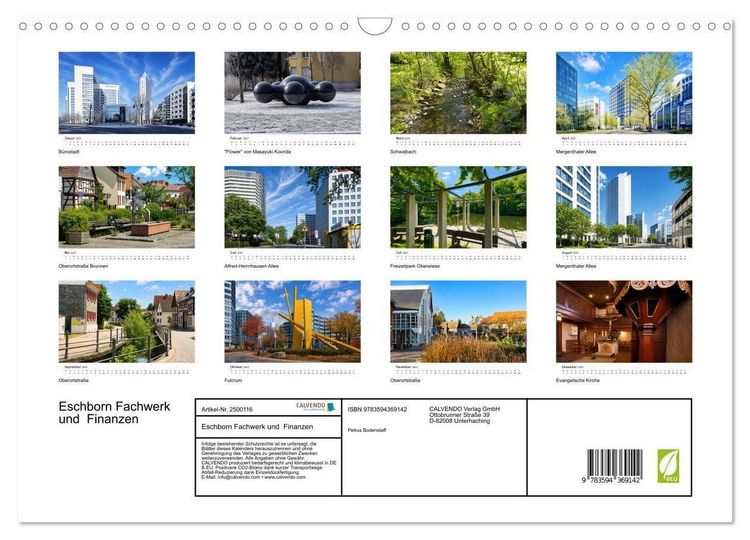 Produktbild: Eschborn Fachwerk und Finanzen (Wandkalender 2027 DIN A3 quer), CALVENDO Monatskalender