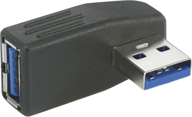 Produktbild: Renkforce USB 3.0 Adapter A-Stecker zu A-Buchse 90&deg; seitlich nach rechts gewinkelt