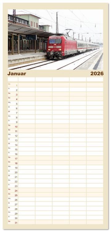 Produktbild: Familienplaner 2026 - Die Baureihe 101 der Deutschen Bahn mit 5 Spalten (Wandkalender, 21 x 45 cm) CALVENDO