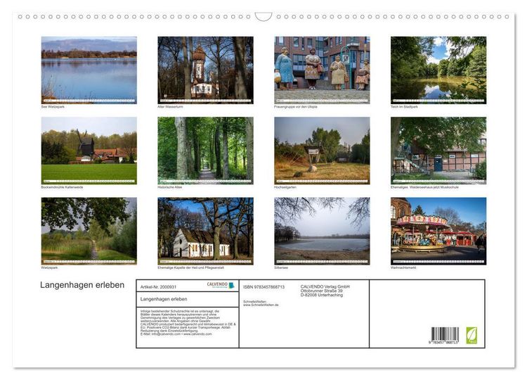 Produktbild: Langenhagen erleben (Wandkalender 2026 DIN A2 quer), CALVENDO Monatskalender