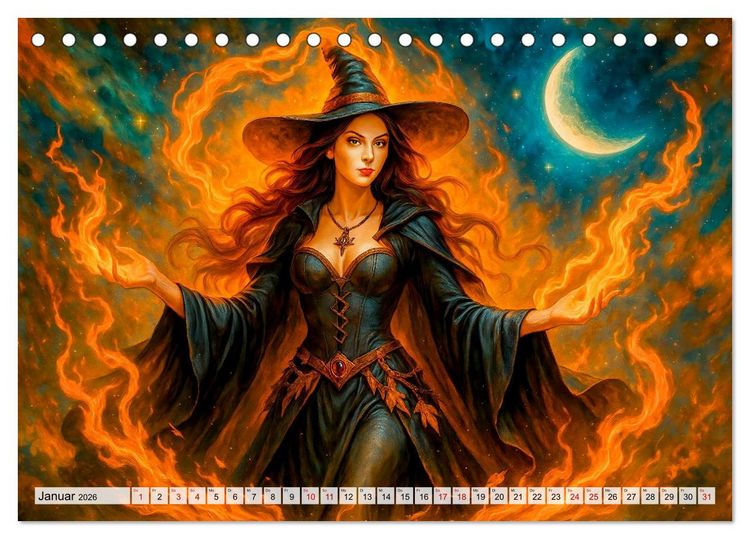 Produktbild: Mystische Hexen - Magische Frauen und finstere N&auml;chte (Tischkalender 2026 DIN A5 quer), CALVENDO Monatskalender