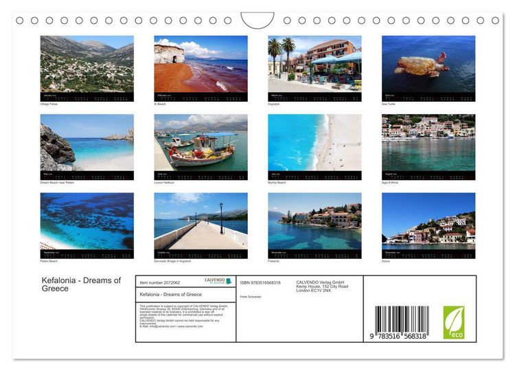 Produktbild: Kefalonia - Dreams of Greece (Wall Calendar 2026 DIN A4 landscape), CALVENDO 12 Month Wall Calendar