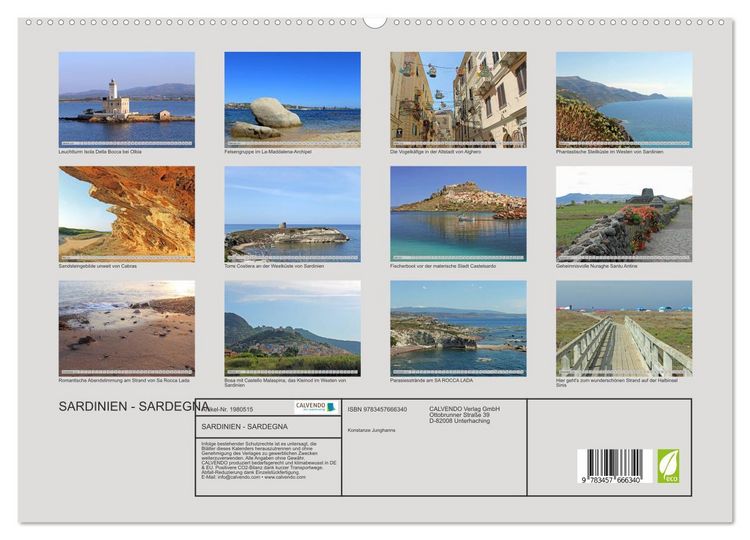Produktbild: SARDINIEN - SARDEGNA (hochwertiger Premium Wandkalender 2026 DIN A2 quer), Kunstdruck in Hochglanz