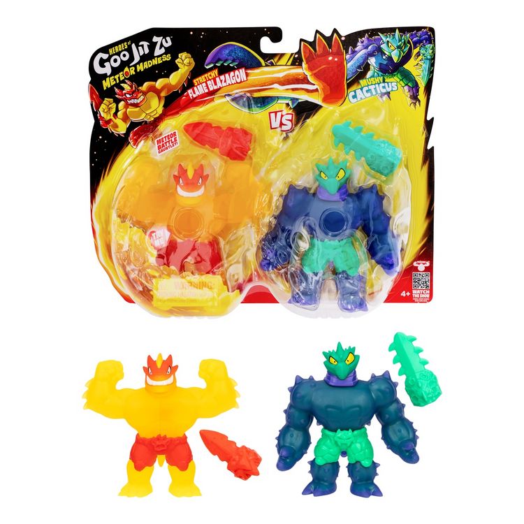 Produktbild: HEROES of Goo Jit Zu Spielfiguren Meteor Madness Flame Blazagon vs. Cacticus