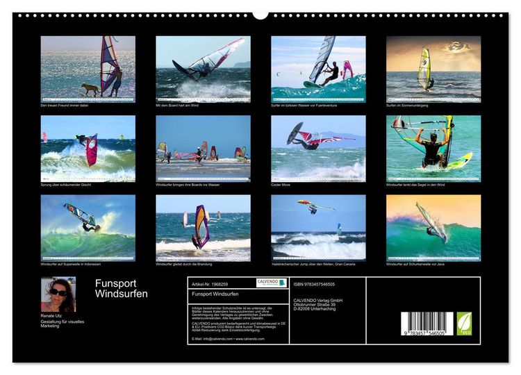 Produktbild: Funsport Windsurfen (hochwertiger Premium Wandkalender 2026 DIN A2 quer), Kunstdruck in Hochglanz