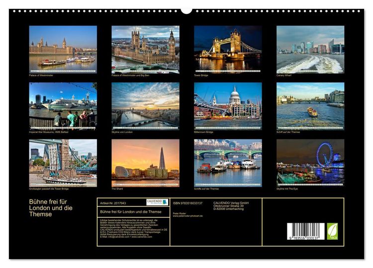 Produktbild: B&uuml;hne frei f&uuml;r London und die Themse (hochwertiger Premium Wandkalender 2026 DIN A2 quer), Kunstdruck in Hochglanz