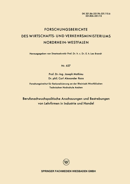 Produktbild: Berufsnachwuchspolitische Anschauungen und Bestrebungen von Lehrfirmen in Industrie und Handel
