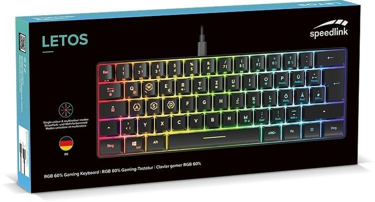 Produktbild: SPEEDLINK LETOS RGB 60% Gaming Keyboard, black - DE layout