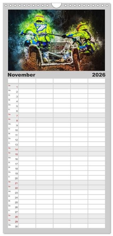Produktbild: Familienplaner 2026 - Seitenwagen Motocross mit 5 Spalten (Wandkalender, 21 x 45 cm) CALVENDO