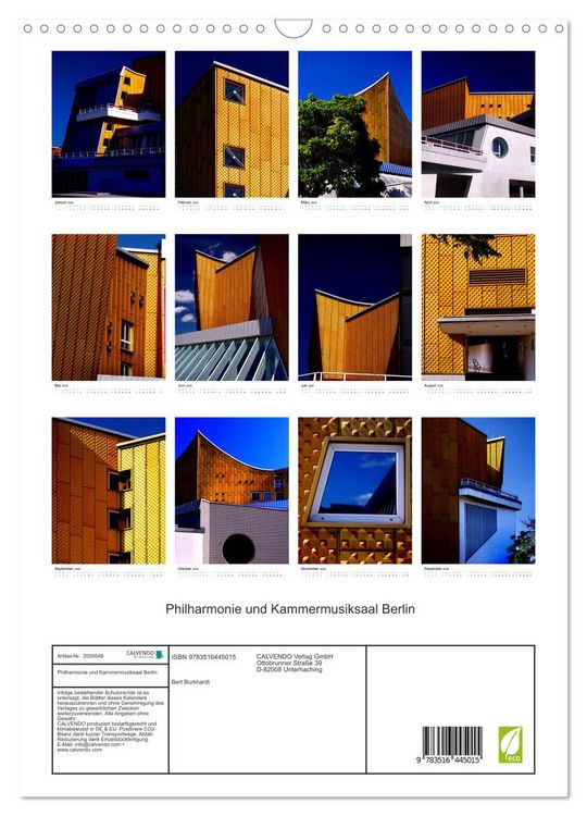 Produktbild: Philharmonie und Kammermusiksaal Berlin (Wandkalender 2026 DIN A3 hoch), CALVENDO Monatskalender