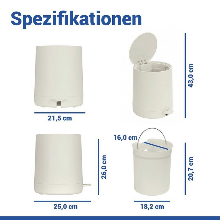 Produktbild: Kosmetik Treteimer Mod. Fablo Creme, mit Soft-Touch-Beschichtung, 5 L