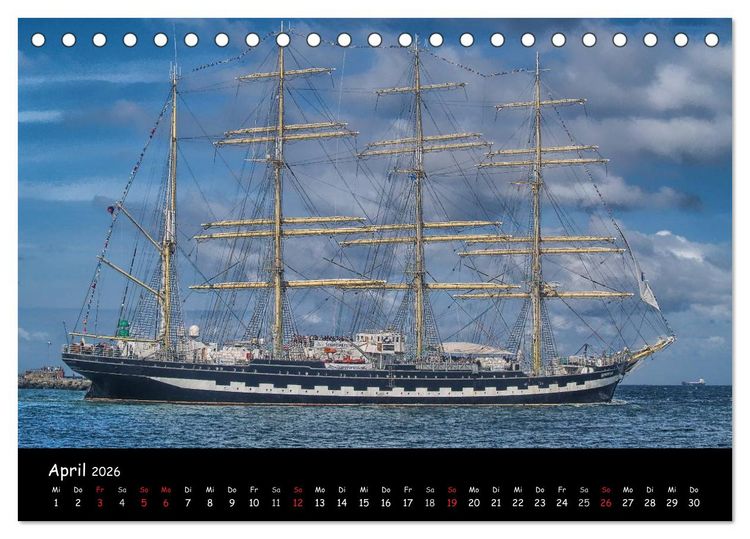 Produktbild: Windjammer vor Warnem&uuml;nde (Tischkalender 2026 DIN A5 quer), CALVENDO Monatskalender