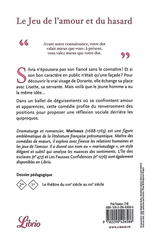 Produktbild: Le jeu de l'amour et du hasard : texte int&eacute;gral
