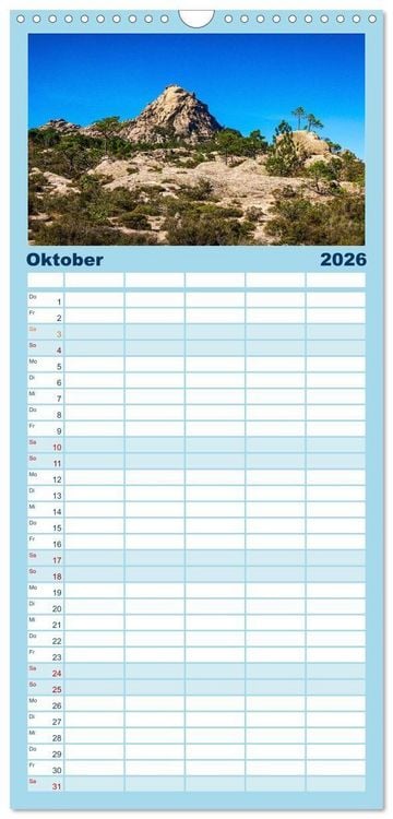 Produktbild: Familienplaner 2026 - Korsika Wild und Frei mit 5 Spalten (Wandkalender, 21 x 45 cm) CALVENDO