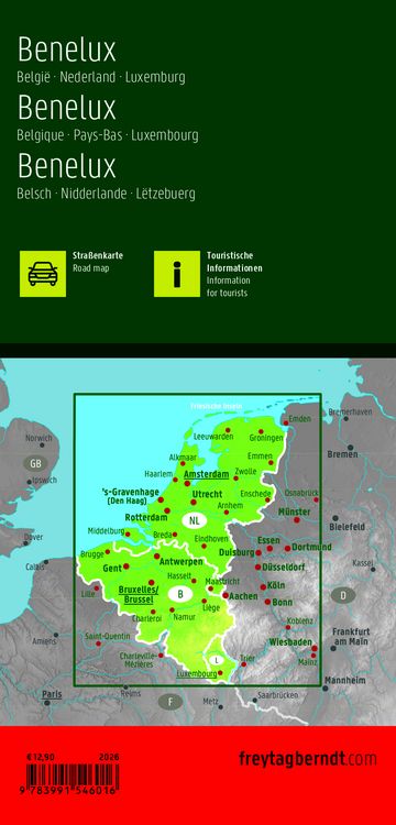 Produktbild: Freytag & berndt Stra&szlig;enkarte Benelux, Belgien - Niederlande - Luxemburg 1:500.000