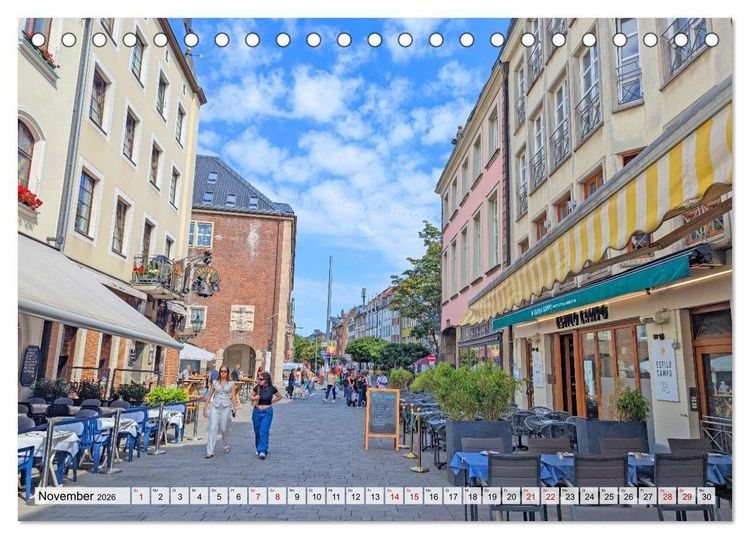 Produktbild: D&uuml;sseldorf Vom Ufer bis zur Skyline (Tischkalender 2026 DIN A5 quer), CALVENDO Monatskalender