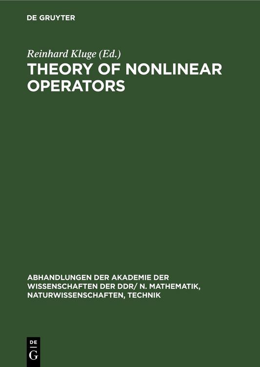 Produktbild: Theory of Nonlinear Operators