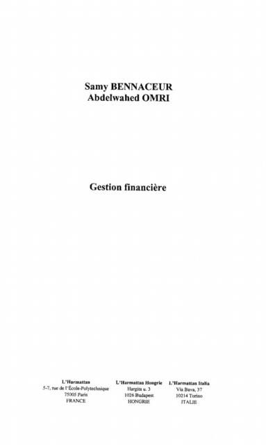 Produktbild: Gestion financiere