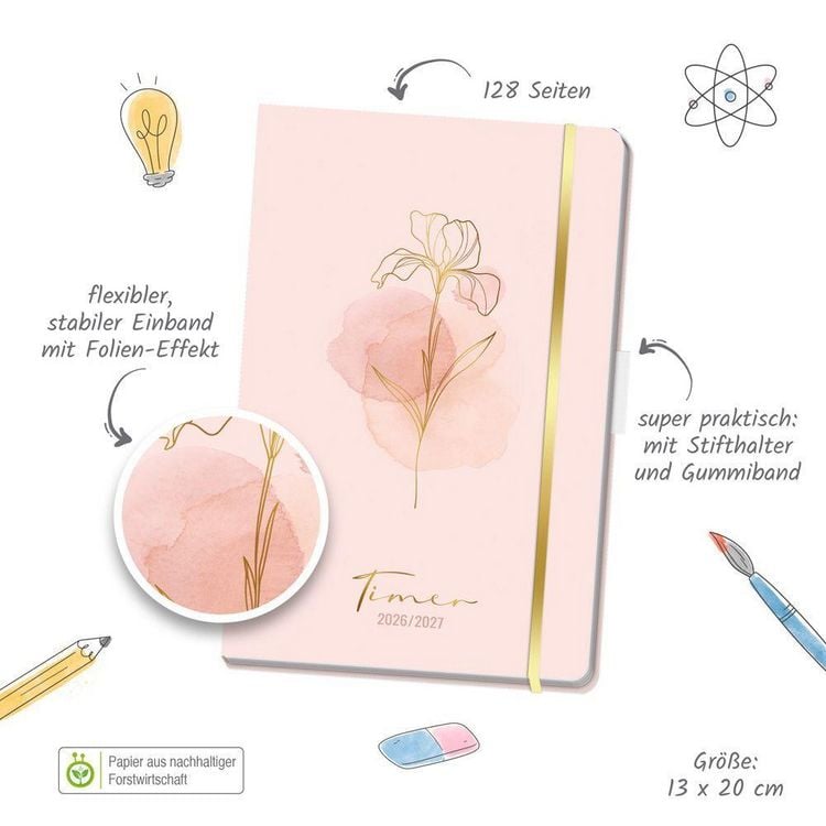 Produktbild: TR&Ouml;TSCH - Sch&uuml;lerkalender Specials mit Gummiband und Stifthalter Calm 26/27