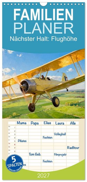 Produktbild: Familienplaner 2027 - N&auml;chster Halt: Flugh&ouml;he mit 5 Spalten (Wandkalender, 21 x 45 cm) CALVENDO