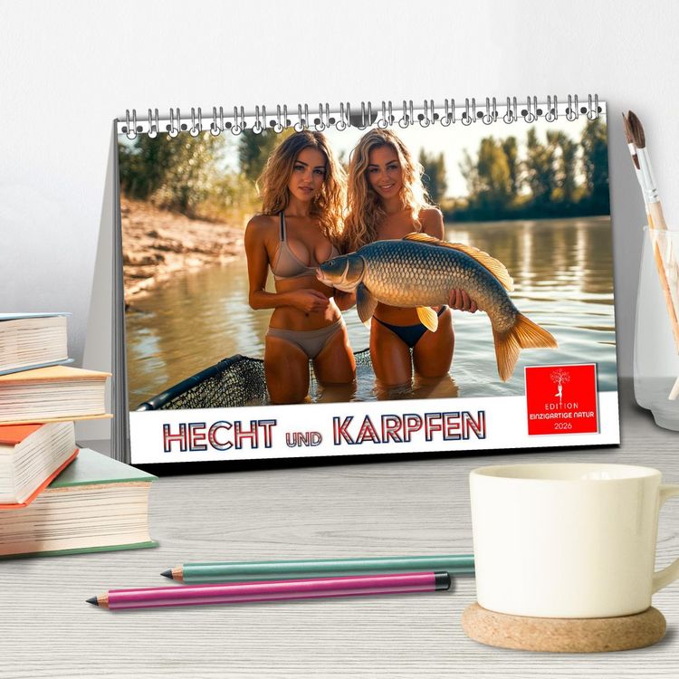 Produktbild: Hecht und Karpfen (Tischkalender 2026 DIN A5 quer), CALVENDO Monatskalender