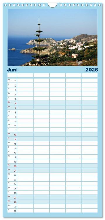 Produktbild: Familienplaner 2026 - Griechenland - Insel Kreta mit 5 Spalten (Wandkalender, 21 x 45 cm) CALVENDO