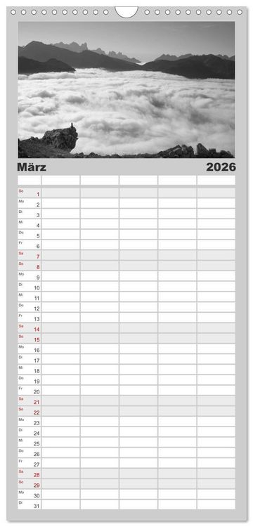 Produktbild: Familienplaner 2026 - Bergsucht 2026 mit 5 Spalten (Wandkalender, 21 x 45 cm) CALVENDO