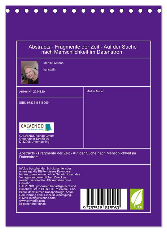Produktbild: Abstracts - Fragmente der Zeit - Auf der Suche nach Menschlichkeit im Datenstrom (Tischkalender 2027 DIN A5 hoch), CALVENDO Monatskalender
