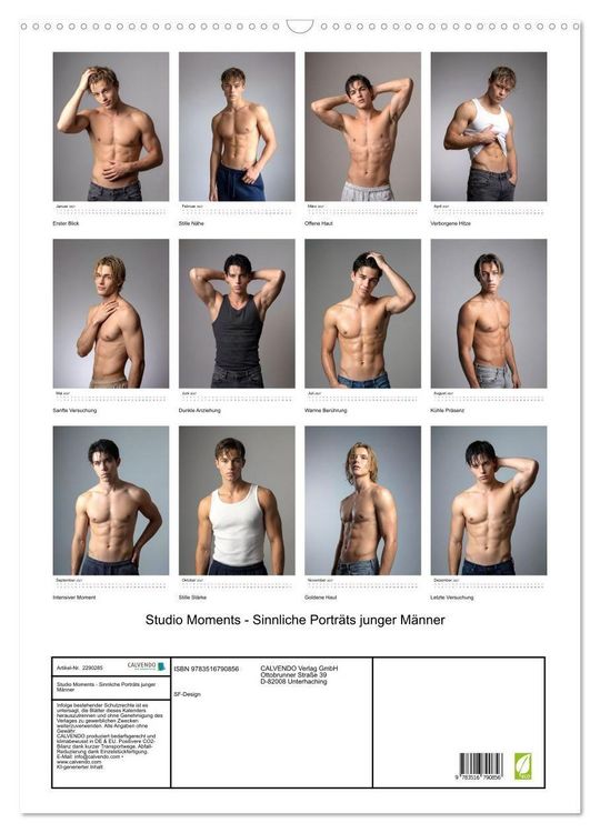 Produktbild: Studio Moments - Sinnliche Portr&auml;ts junger M&auml;nner (Wandkalender 2027 DIN A2 hoch), CALVENDO Monatskalender