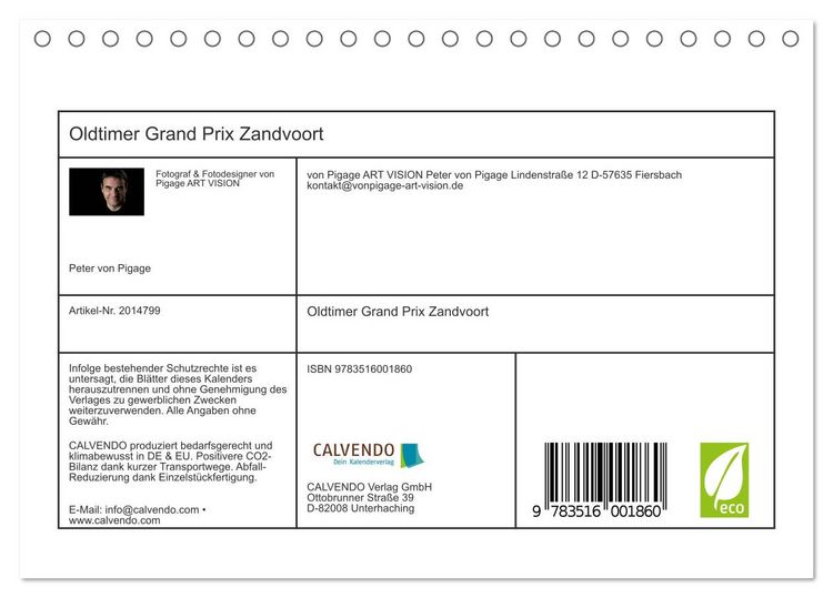 Produktbild: Oldtimer Grand Prix Zandvoort (Tischkalender 2026 DIN A5 quer), CALVENDO Monatskalender