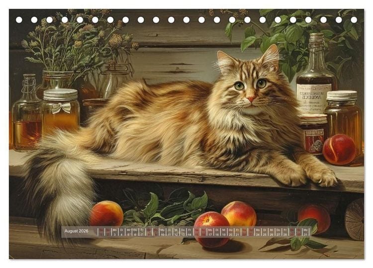 Produktbild: Nostalgische Samtpfoten (Tischkalender 2026 DIN A5 quer), CALVENDO Monatskalender