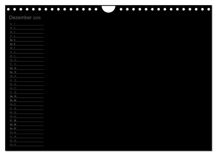 Produktbild: Bastel-Geburtstagskalender schwarz / Geburtstagskalender (Wandkalender 2026 DIN A4 quer), CALVENDO Monatskalender