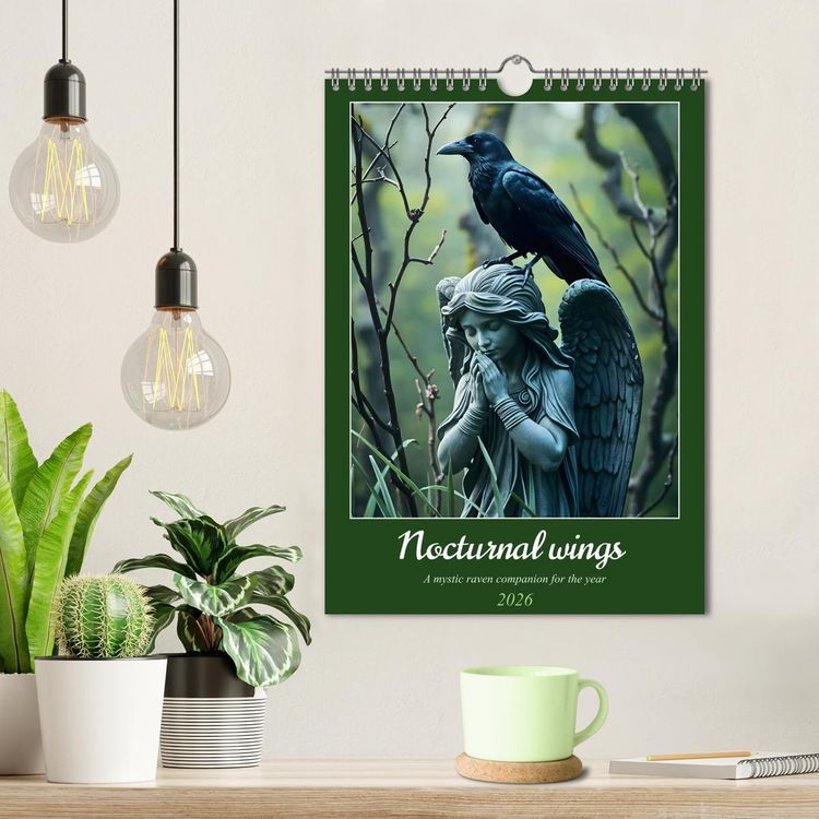 Produktbild: Nocturnal wings - A mystic raven companion for the year (Wall Calendar 2026 DIN A4 portrait), CALVENDO 12 Month Wall Calendar