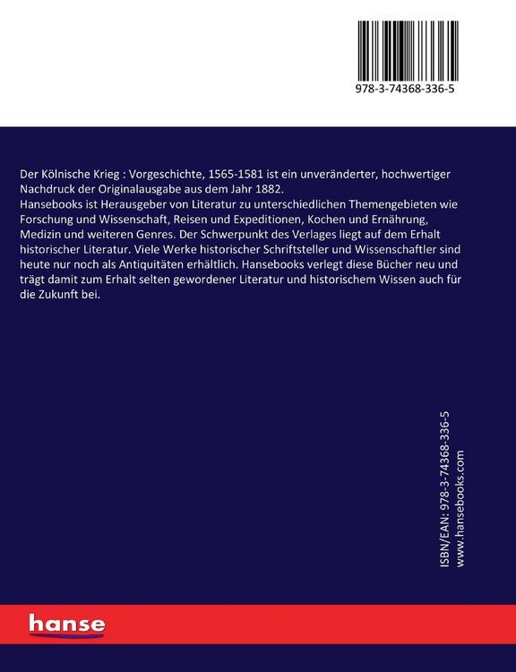 Produktbild: Der K&ouml;lnische Krieg : Vorgeschichte, 1565-1581