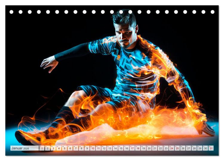 Produktbild: FU&szlig;BALLFIEBER Dynamische Szenen (Tischkalender 2026 DIN A5 quer), CALVENDO Monatskalender