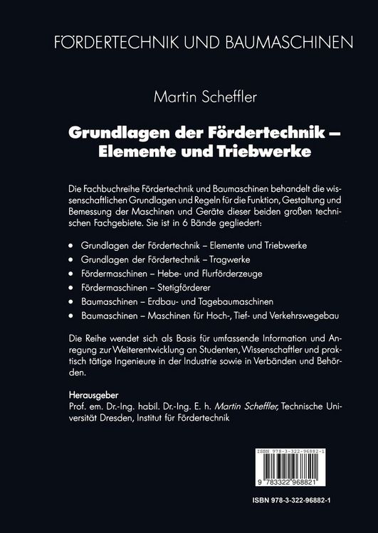 Produktbild: Grundlagen der F&ouml;rdertechnik &mdash; Elemente und Triebwerke