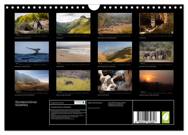 Produktbild: Wundersch&ouml;nes S&uuml;dafrika (Wandkalender 2026 DIN A4 quer), CALVENDO Monatskalender