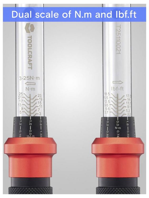 Produktbild: TOOLCRAFT 23stk. TO-10332102 Drehmomentschl&uuml;ssel-Set 1/4\" (6.3 mm) 3 - 25 Nm