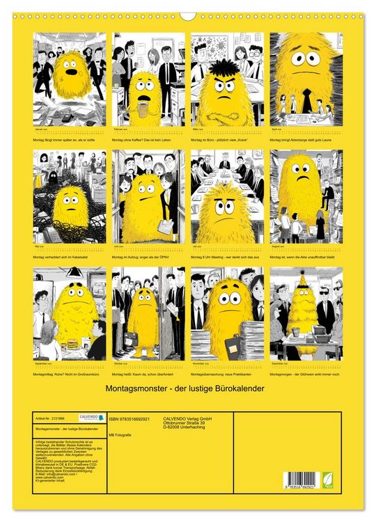 Produktbild: Montagsmonster - der lustige B&uuml;rokalender (Wandkalender 2026 DIN A2 hoch), CALVENDO Monatskalender