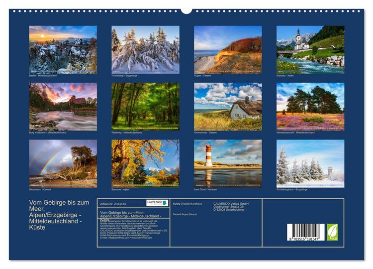 Produktbild: Vom Gebirge bis zum Meer, Alpen/Erzgebirge - Mitteldeutschland - K&uuml;ste (hochwertiger Premium Wandkalender 2026 DIN A2 quer), Kunstdruck in Hochglanz