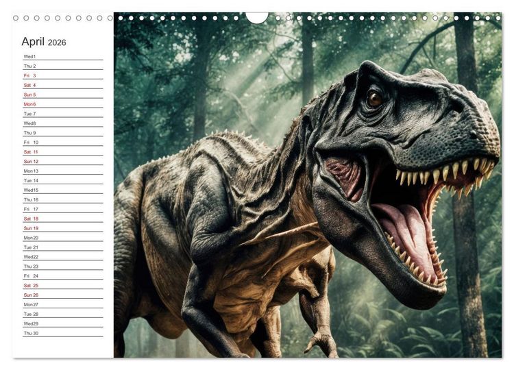 Produktbild: AI Dino Delights Mesmerizing Views of Prehistoric Life (Wall Calendar 2026 DIN A3 landscape), CALVENDO 12 Month Wall Calendar