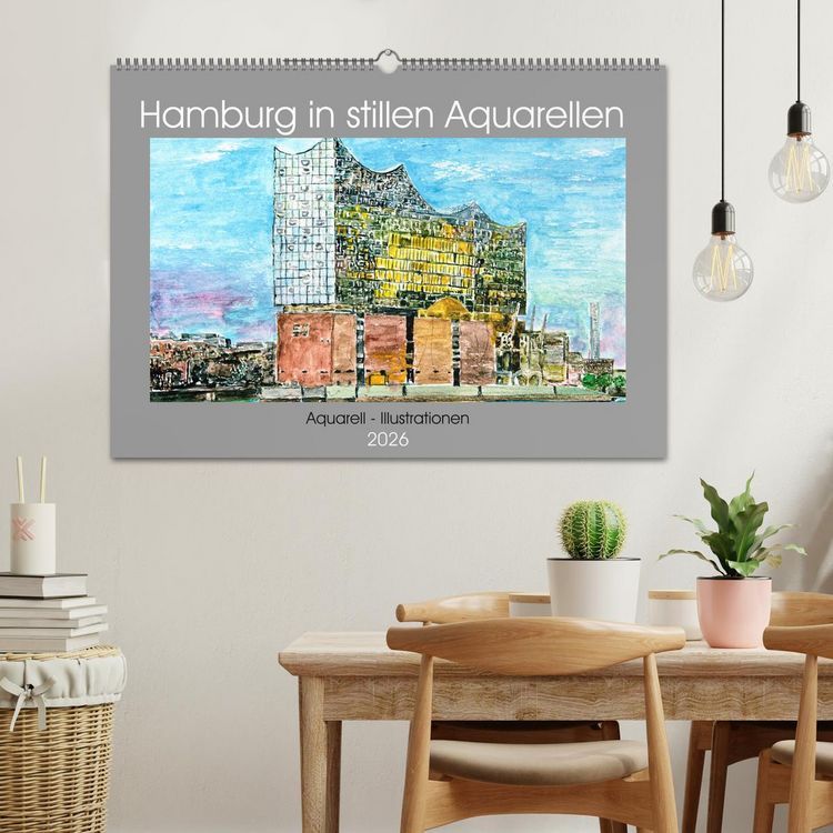 Produktbild: Hamburg in stillen Aquarellen (Wandkalender 2026 DIN A2 quer), CALVENDO Monatskalender