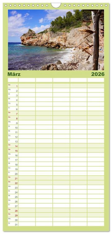 Produktbild: Familienplaner 2026 - Cala Deia - Mallorcas Traumbucht mit 5 Spalten (Wandkalender, 21 x 45 cm) CALVENDO