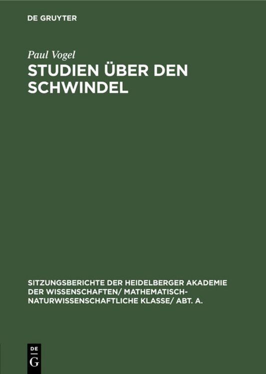 Produktbild: Studien &uuml;ber den Schwindel