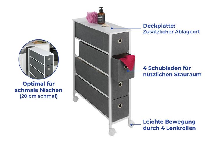 Produktbild: Nischenregal 4 Schubladen, Nischen-K&uuml;chenregal mit 4 Schubladen
