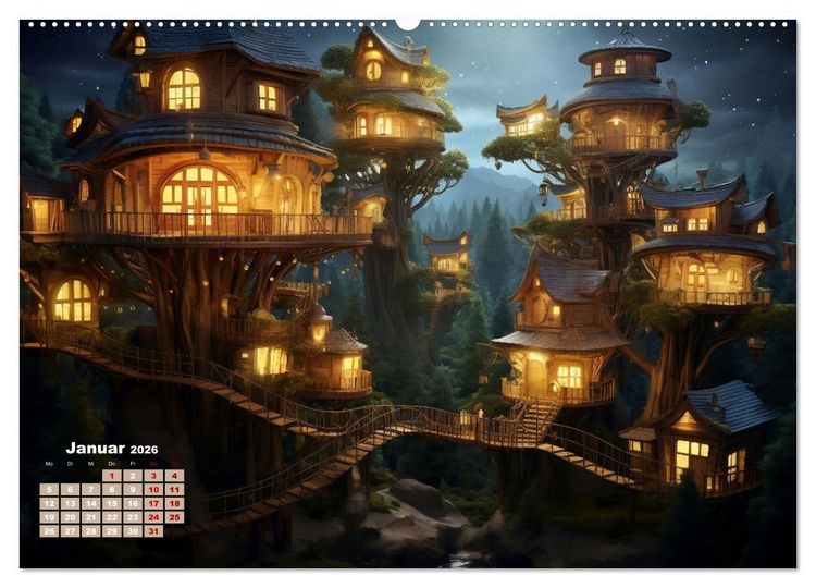 Produktbild: Baumh&auml;user - Traumhafte Luftschl&ouml;sser (hochwertiger Premium Wandkalender 2026 DIN A2 quer), Kunstdruck in Hochglanz